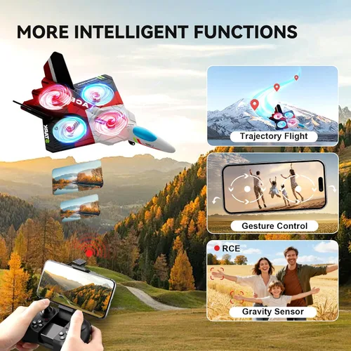 Vista 3 de 4DRC Aviones de control remoto de espuma con cámara 1080P para niños y adultos de 8 a 16 años, aviones RC con luz, control de gravedad, seguimiento