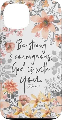 Vista 7 de Funda para iPhone 17 con cita cristiana de Joshua 1:9 con diseño de acuarela bonita floral