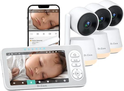 Vista 11 de Dr.Care LumiView Plus Smart WiFi Baby Monitor - Pantalla dividida 1080P de 5.5 pulgadas y cámara 2K, modo de privacidad, alertas de llanto