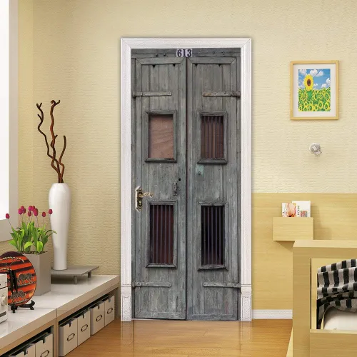 Vista 62 de Adhesivos 3D para puerta, murales para despegar y pegar, puerta de madera, papel tapiz autoadhesivo, extraíble, PVC, impermeable, póster para Puerta