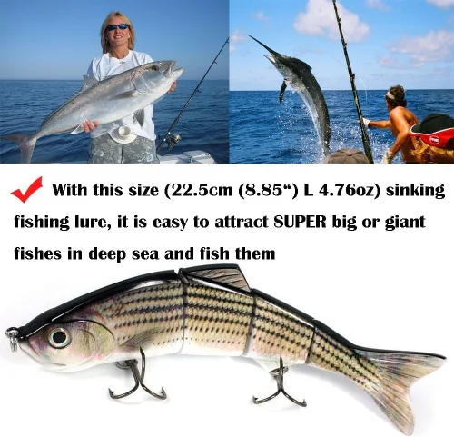Vista 2 de Señuelos de pesca de 4 segmentos con ganchos BKK para pesca, fácil de atrapar