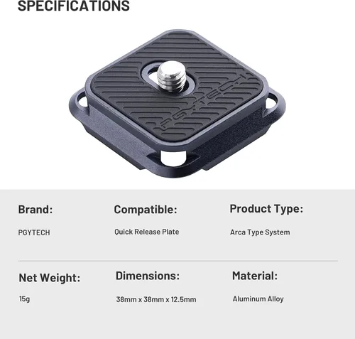 Vista 7 de PGYTECH 2 piezas de placas de liberación rápida tipo Arca, interruptor de repuesto entre trípode, monopie, deslizante, compatible con Arca Swiss