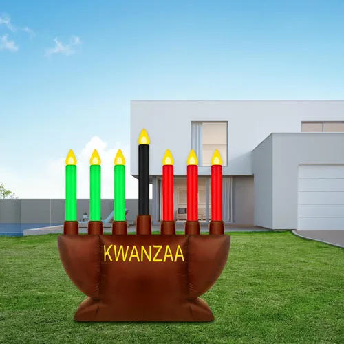 Vista 7 de Liliful Kwanzaa Menorah - Decoración inflable de 8 pies de herencia africana para patio al aire libre, letreros inflables para fiestas, iglesias