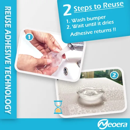 Vista 5 de Neoera Protector de pared para tope de puerta (transparente, paquete de 8) - Gel silencioso y absorbente de golpes, protector de parachoques