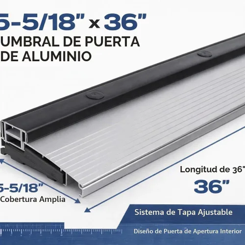 Vista 3 de Umbral de puerta de entrada lineal de 5-5/8 pulgadas, 36 pulgadas con extensión de 2 pulgadas, umbral de puerta compuesto ajustable para puertas