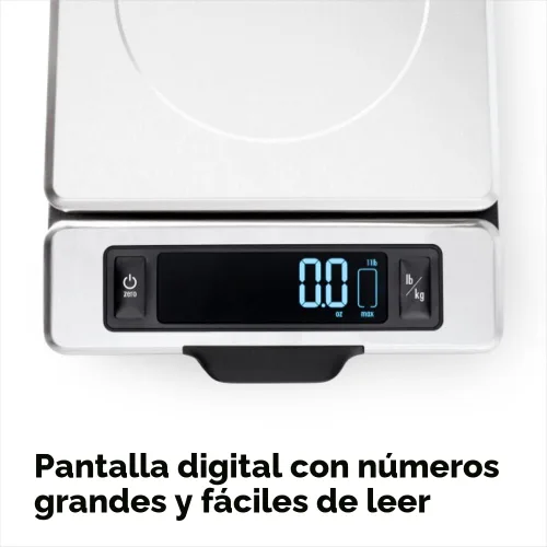 Vista 2 de OXO Good Grips - Báscula de cocina de acero inoxidable de 11 libras con pantalla extraíble, color negro