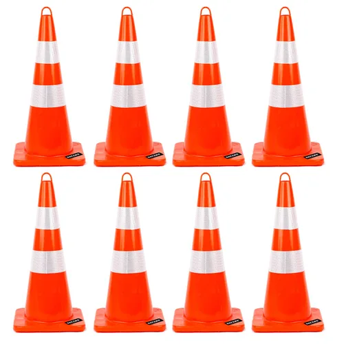 Vista 17 de BATTIFE Paquete de 6 conos de seguridad de tráfico de 18 pulgadas con collares reflectantes, cono de construcción naranja de PVC para el hogar