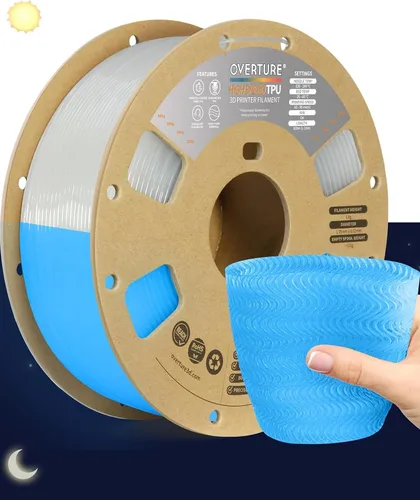 Vista 28 de OVERTURE - Filamento de TPU de 1/16 pulgadas, rollo flexible de poliuretano termoplástico, impresora 3D suave, 95A, carrete de 2.2 libras, precisión
