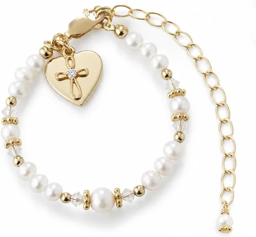 Vista 8 de Cherished Moments Baptism to Bride Bracelet .925 Silver or 14K Gold-Plated Moneda de bendición de niño de plata