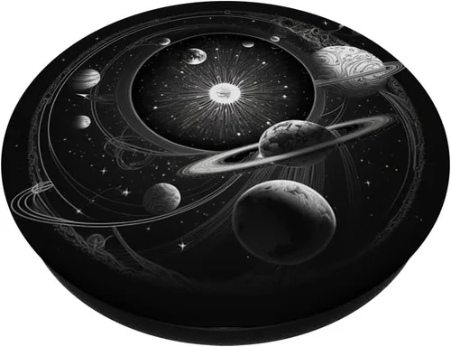 Vista 2 de Estética oscura linda luna hippie negra pagana Illuminati PopSockets intercambiables PopGrip