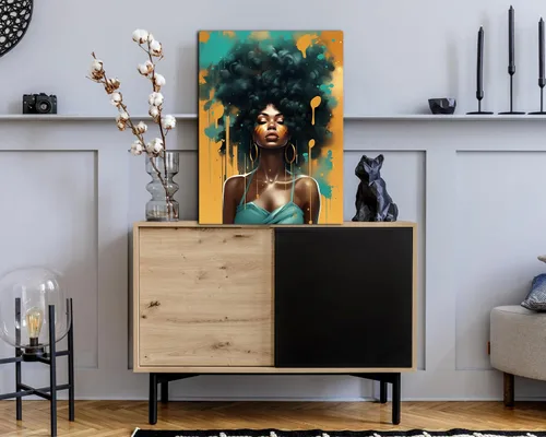 Vista 23 de Arte de pared afroamericano, decoración de rey y reina bailarín negro para sala de estar, arte de pareja de amor negro para dormitorio, lienzo