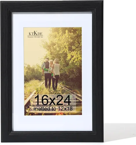 Vista 104 de KTKDE Portarretratos gris de 8 x 10 pulgadas con paspartú extraíble para fotos de 5 x 7 pulgadas, vidrio real para portarretratos de 8 x 10