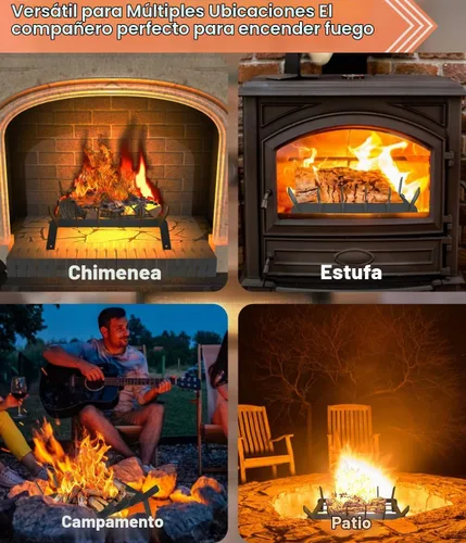 Vista 7 de Rejilla de chimenea de 17 ″, soporte para troncos de chimenea, rejilla de estufa de leña, negro
