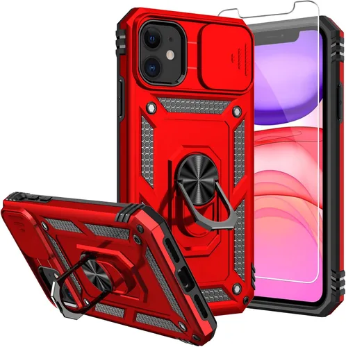Vista 9 de Funda para iPhone 11 de 6.1 pulgadas, con protectores de pantalla y funda para cámara, [grado militar] de 16 pies. Funda a prueba de caídas con Negro