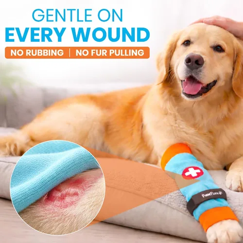 Vista 7 de PawFlex Comfy Paws - Leggings protectores antideslizantes de algodón para perros Funda médica para mascotas para patas de perros con agarre