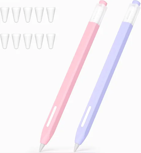 Vista 8 de Paquete de 2 estuches compatibles con Apple Pencil Pro/Apple Pencil de 2ª generación, funda de silicona antideslizante, compatible con carga