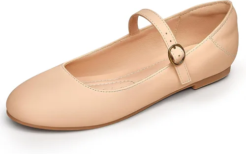 Vista 8 de Trary Mary Jane - Zapatos planos de ballet, zapatos planos negros para mujer, con correa de tobillo, cómodos y elegantes