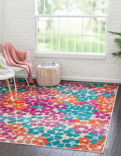 Vista 15 de Unique Loom Azalea Collection - Alfombra de área - Encore (Runner 2' 0" x 6' 0", azul/marfil)