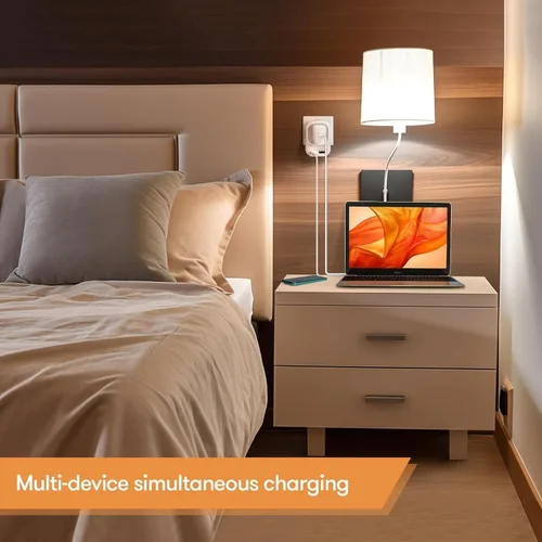 Vista 13 de Convertidor de voltaje de 220 V a 110 V de EE. UU. a Europa con 2 puertos USB A y 2 puertos USB C de carga rápida, convertidor de corriente