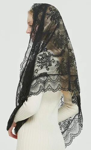 Vista 36 de Bufanda de encaje floral vintage de pestañas capilla velo mantilla infinito latino masa S04