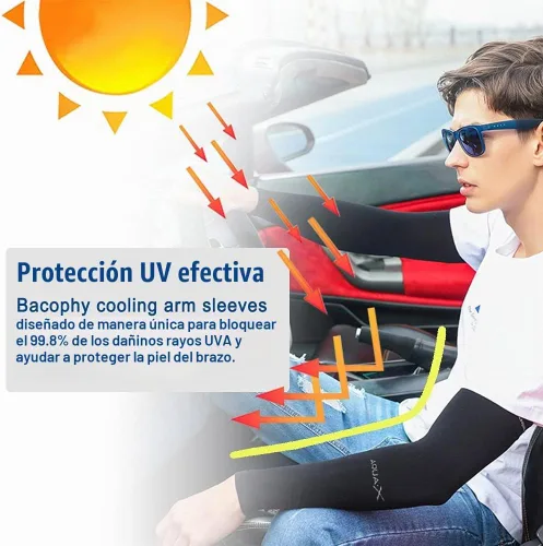 Vista 2 de Bacophy 3/6 pares de mangas refrescantes con protección UV para mujeres y hombres, cubierta de brazo UPF 50
