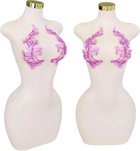 Vista 44 de Parches de cristal hechos a mano con cuentas de encaje de diamantes de imitación para accesorios de ropa de vestir (S1-champán)