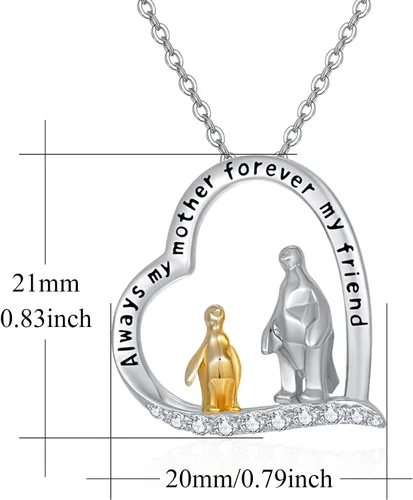 Vista 3 de Dreamboat Crystal Penguin Necklace for Women 925 Sterling Silver Crystal Necklace Heart Mother Daughter Necklace Animal Penguin Jewelry Penguin