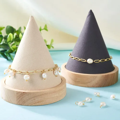 Vista 4 de 100 piezas ovaladas naturales de agua dulce abalorios de perlas blancas colgantes para pulseras collares joyería fabricación