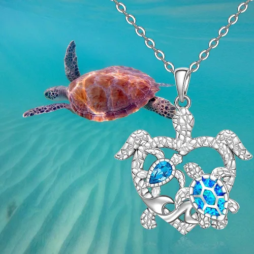 Vista 4 de Hummingbird Cat Turtle Necklace for Women Celtic Pentagram Pentacle Necklace Pendant 925 Sterling Silver Halloween