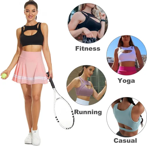 Vista 7 de Brasier deportivo con realce para mujer, sexy, con copas extraíbles, brasier para entrenamiento, fitness, yoga, soporte medio