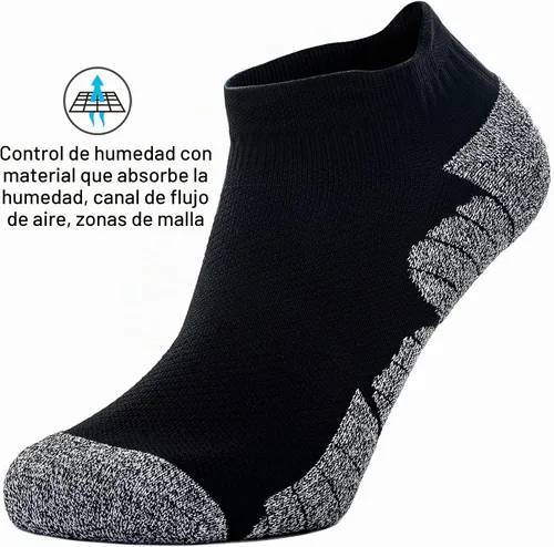 Vista 5 de CWVLC - Calcetines deportivos, hasta el tobillo, de compresión, acolchados, unisex, paquete variado 3 pares negro