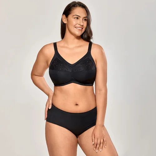 Vista 6 de DELIMIRA Bralette de algodón para mujer, con bolsillos para mastectomía, sin varillas, poscirugía, talla grande, para dormir