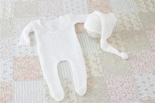 Vista 5 de Coberllus Traje de fotografía para recién nacido, sombrero y body para sesión de fotos de bebé, niño y niña