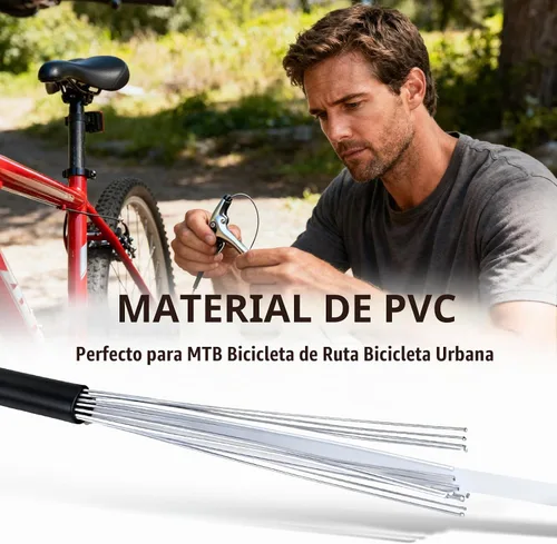 Vista 6 de Kit universal de cables de bicicleta – Cables de cambio de freno y cambio con carcasa, tapas de extremo y juntas tóricas, compatible con reparación