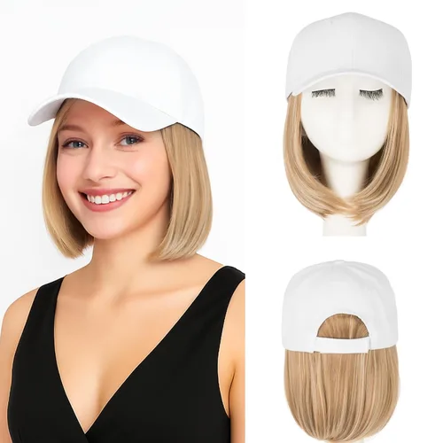 Vista 36 de SEGO - Peluca de gorra con pelo adjunto para mujer, gorra negra de béisbol con extensiones de pelo, gorra de béisbol larga y ondulada con ajuste