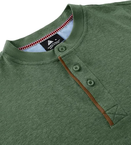 Vista 4 de TEREDIER Camisas Henley de manga larga para hombre, camisetas casuales con botones a la moda de otoño