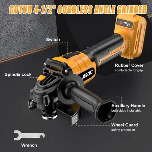 Vista 2 de Amoladora angular inalámbrica compatible con batería Dewalt 20V MAX, herramienta de corte de potencia de 4-1/2 pulgadas 9500RPM, motor sin