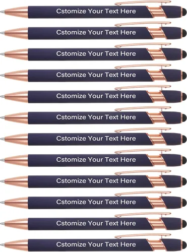 Vista 17 de Kingluu 12 bolígrafos personalizados con punta de lápiz capacitivo, grabado gratis, tinta negra, bolígrafo personalizado con tu nombre, logotipo