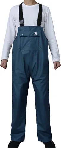 Vista 5 de RainRider Pantalones de lluvia con peto de trabajo para hombres y mujeres, pantalones resistentes al agua, pantalones de trabajo, overol de pesca