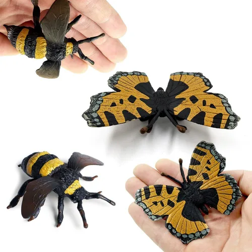 Vista 5 de 8 figuras realistas de insectos de plástico surtidas, caja de arena realista de 4 pulgadas, mariposa, abeja, mariquita, saltamontes, mantis, Uang