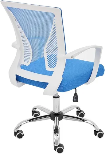 Vista 7 de Modern Home Zuna Silla de oficina con respaldo medio, respaldo ergonómico de malla con respaldo de malla (blanco/azul)