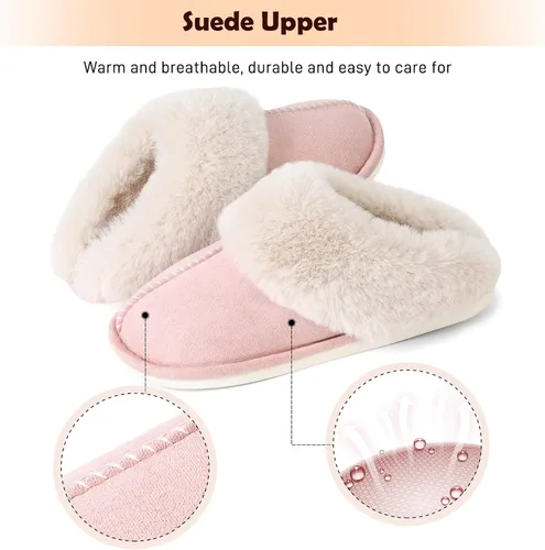 Vista 3 de Pantuflas para mujer, acogedoras y cálidas, de invierno, para casa, esponjosas, suaves, de espuma viscoelástica, cómodas, de piel sintética