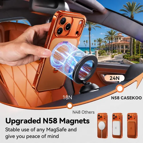 Vista 6 de CASEKOO Funda para iPhone 17 Pro con soporte magnético giratorio de 360º, compatible con MagSafe, protección militar de 17 pies, diseño brillante