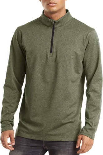Vista 2 de MAGCOMSEN Camisas deportivas para correr para hombre, sudadera de manga larga con cremallera de 14