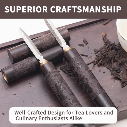 Vista 4 de Cuchillo de té Puerh de acero inoxidable con mango de madera, picahielo profesional y herramienta de pastel de té para romper ladrillos, aguja