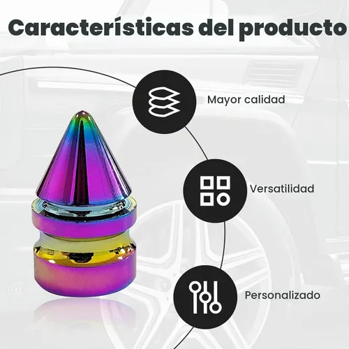 Vista 3 de Ziciner 4 tapas de válvula de neumático de automóvil, accesorios de aleación de aluminio con pinchos, cubiertas de vástago de rueda a prueba