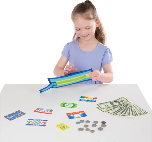 Vista 9 de Melissa & Doug Billetera de juguete con dinero y tarjetas (45 piezas)
