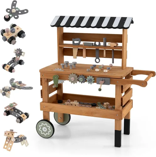 Vista 11 de Costzon Juego de tienda de comestibles para niños, juego de soporte de mercado de simulación para niños pequeños con juguete de juego de 30 piezas