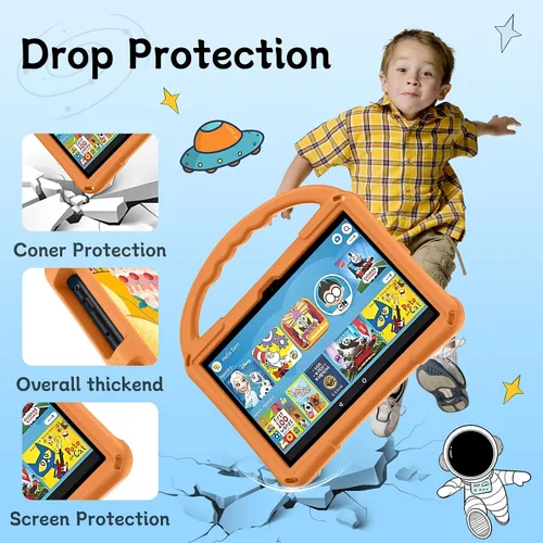 Vista 5 de Funda para tablet Fire HD 8, funda para Kindle 8, Auorld Rotating 360, ligera, a prueba de golpes, de 8 pulgadas, con soporte de asa para Fire HD