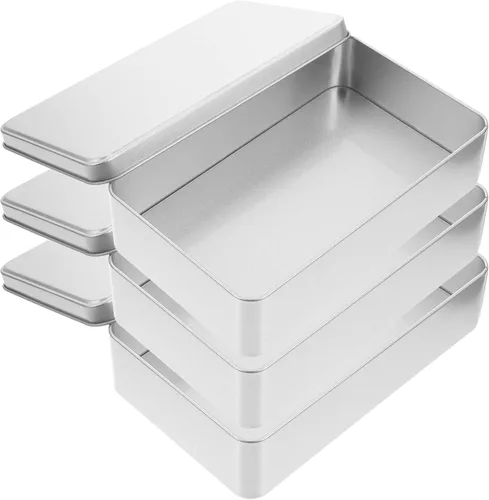 Vista 8 de Luxshiny Recipientes de comida 3 unids caja de almacenamiento de hojalata rectangular caja de hojalata Contenedor de caramelo de lata Tarro